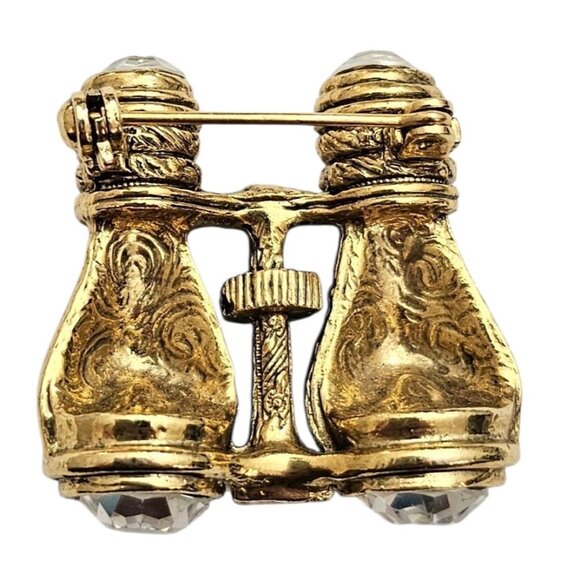 1928 Brand Opera Glasses Brooch Binoculars Clear Rhinestone Pin - Picture 6 of 10